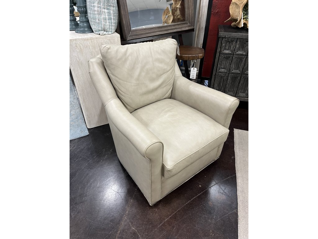 Round Arm Leather Swivel Chair