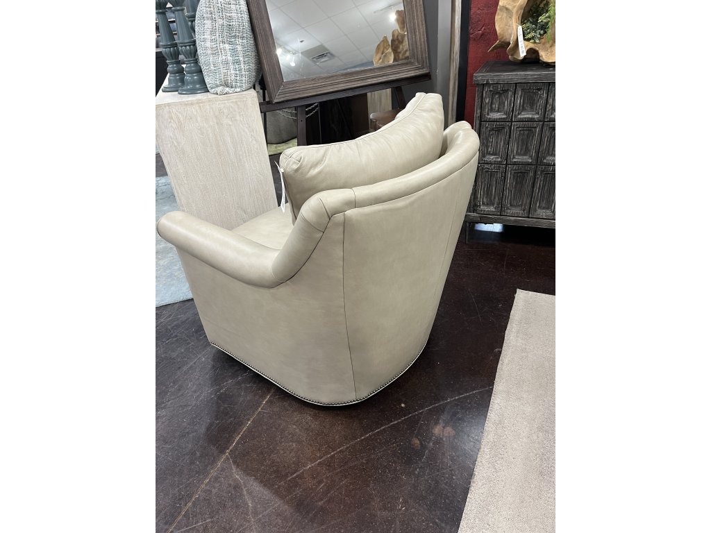Round Arm Leather Swivel Chair