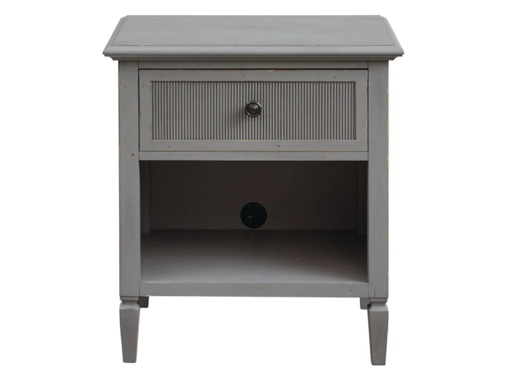 Shoreline Coastal Bedside Table with Outlet and USB Ports - Alternative View