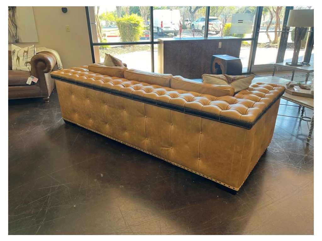 Large Wide Arm Tufted Leather Sofa - Alternative View