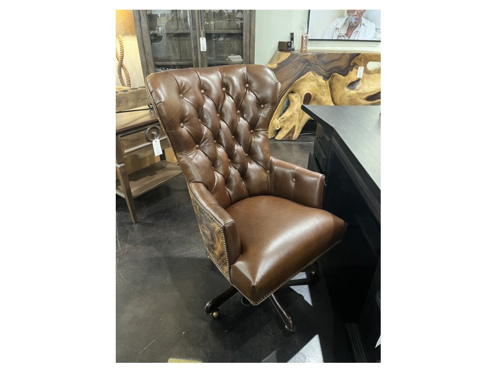 Tufted Leather Office Chair w/ Nailheads