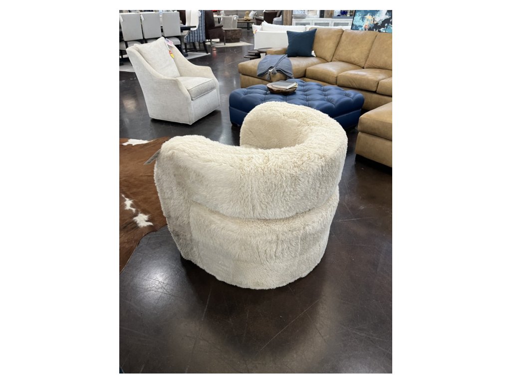 Velvety Soft White Rounded Chair