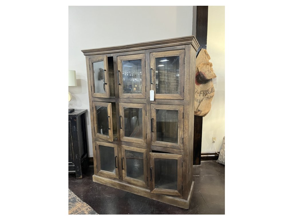 Wooden 9 Door Glass Cabinet