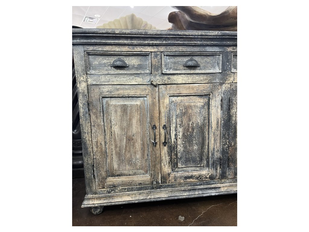 Distressed Black 4 Door Sideboard