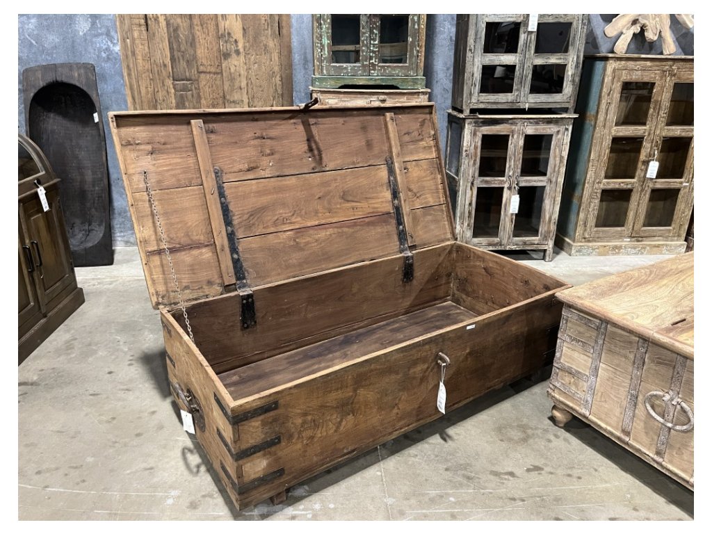 Wooden Trunk w/ Vintage Metal Hardware - Alternative View