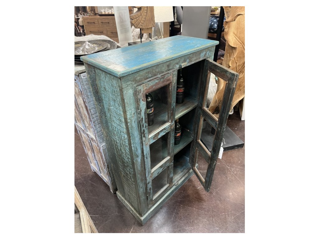 Dark Blue/Green Vintage Glass Cabinet