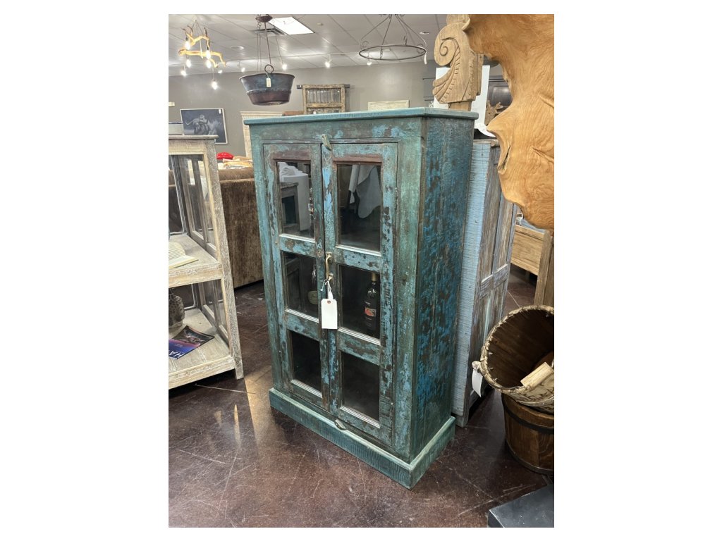 Dark Blue/Green Vintage Glass Cabinet