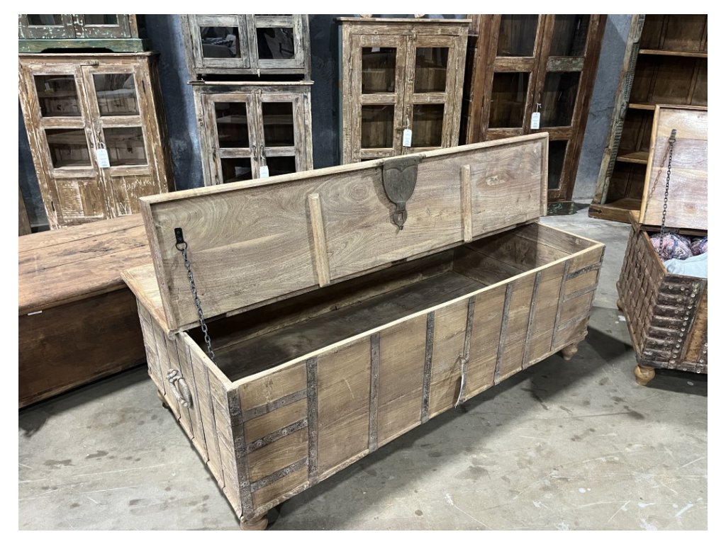 Large Wooden Trunk w/ 2 Openings - Alternative View