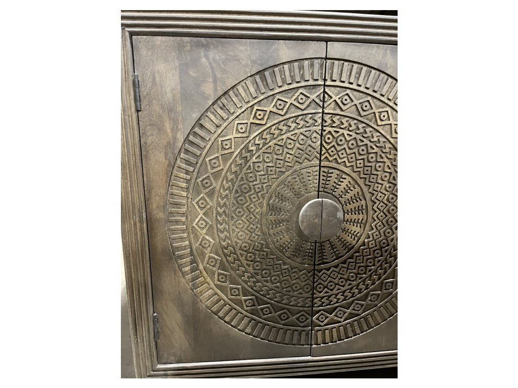 Highly Detailed Carved 6 Door Sideboard Medium Brown