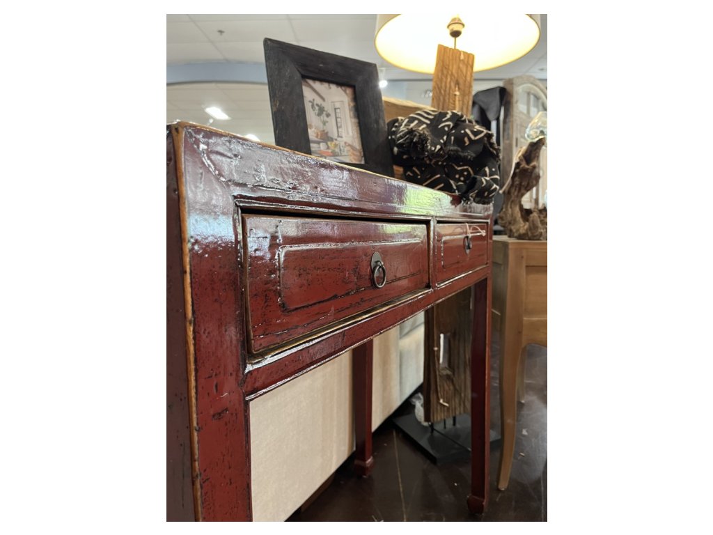 Red Laquer Small Wooden Console - Alternative View