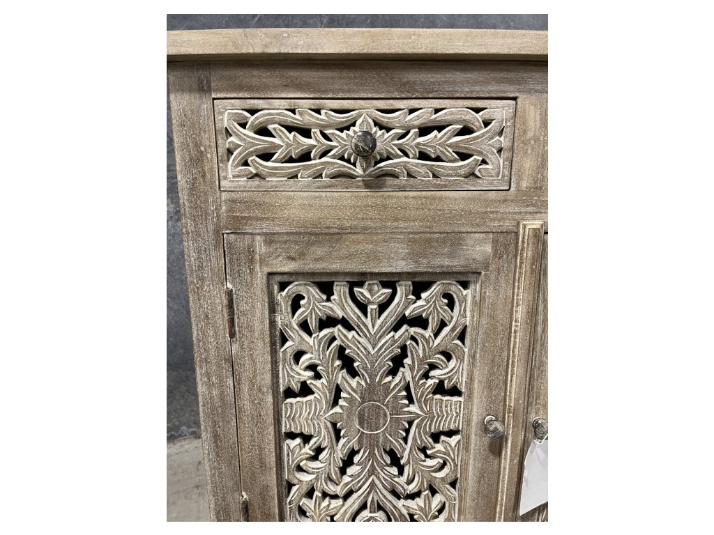 2 Door Small Wooden Carved Sideboard