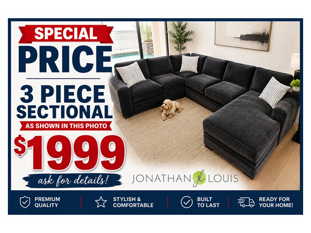 Jonathan Louis Dome Arm Sectional Chaise
