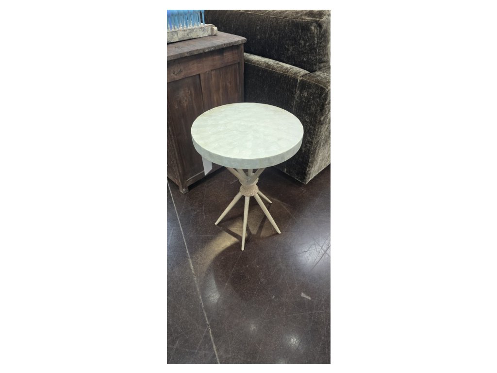 Capiz Shell And Beechwood Accent Table