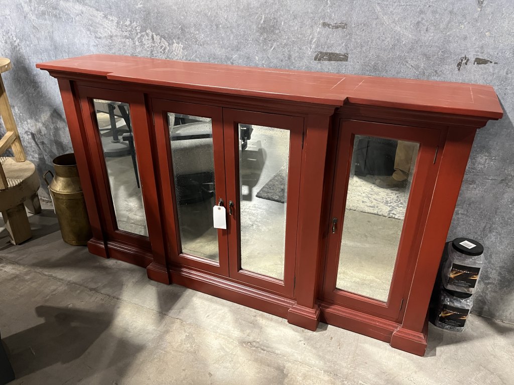 Red Sideboard with Mirrors