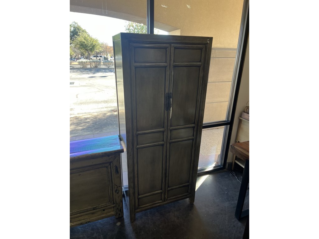 Distressed Tall Cabinet Olive