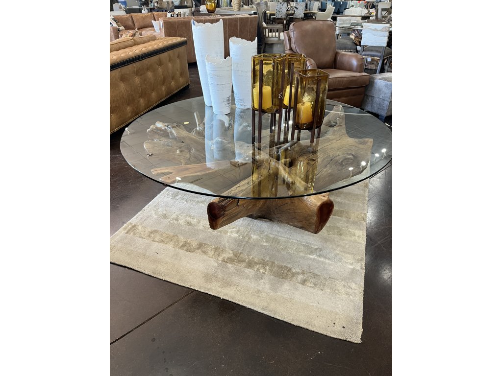 Mesquite Root w/ Round Glass Top Coffee Table