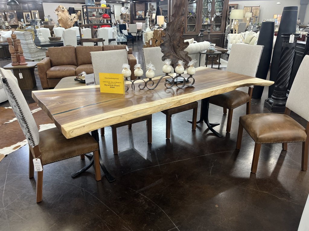 LIve Edge Parota Table w/Green Epoxy Fill