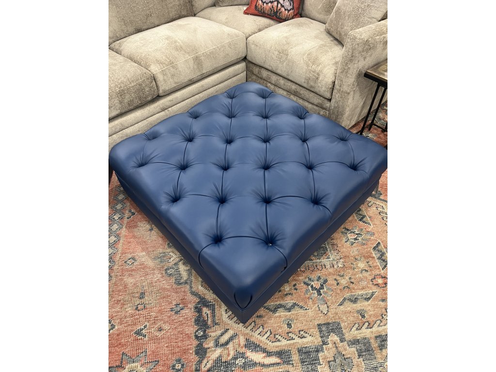 Leather Button Tufted Ottoman