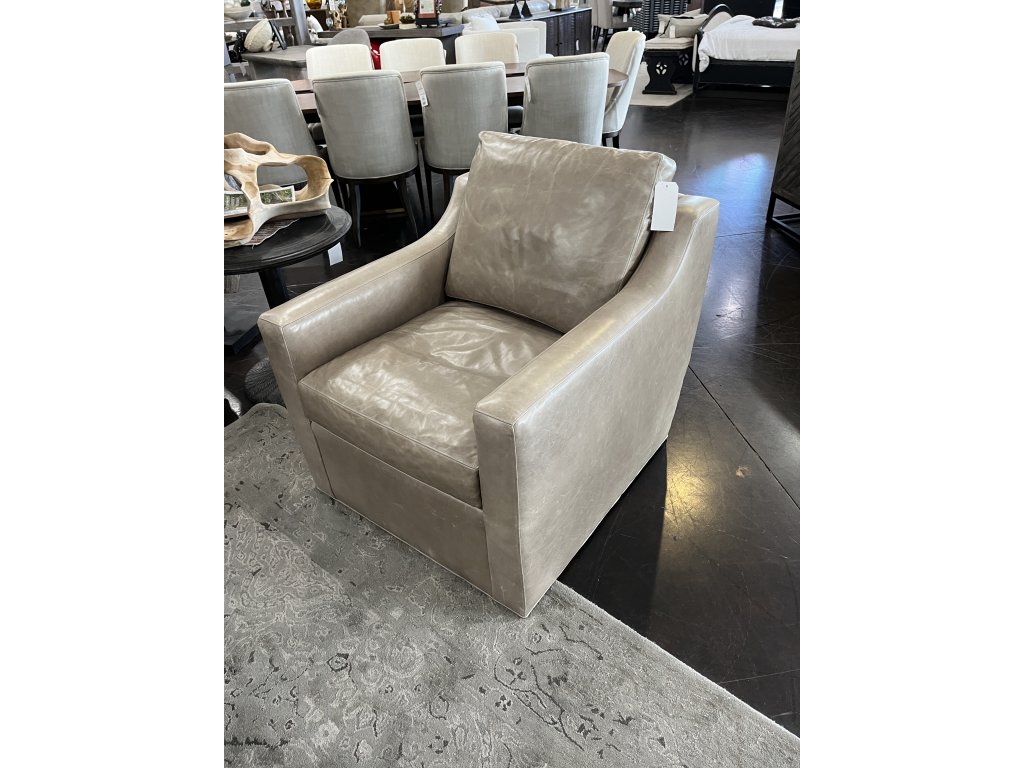 Brown Leather Swivel Chair w/ Bridle Bit