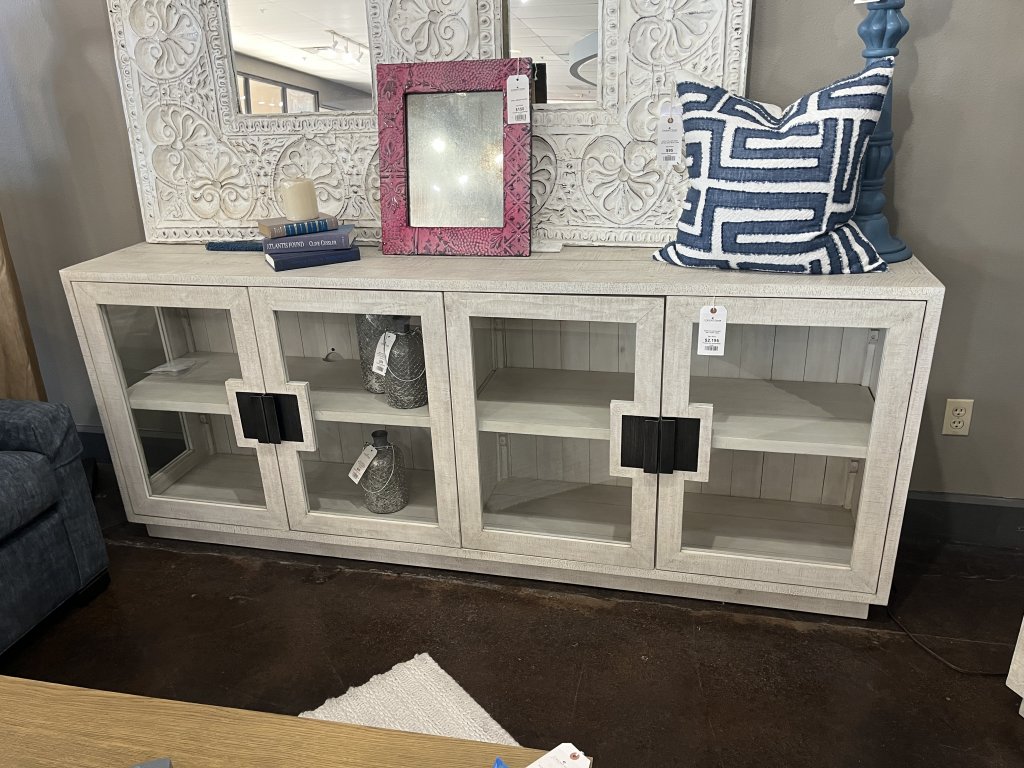 Wood and Glass 4 Door Sideboard 