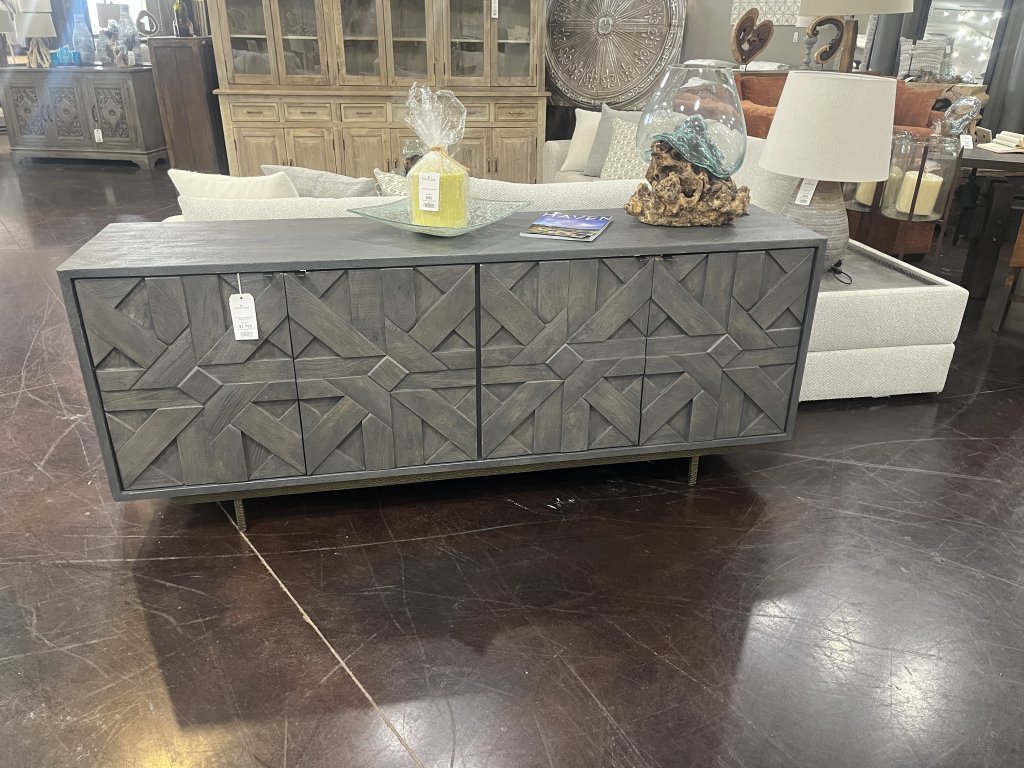 Mango Wood Gray 4 Door Sideboard