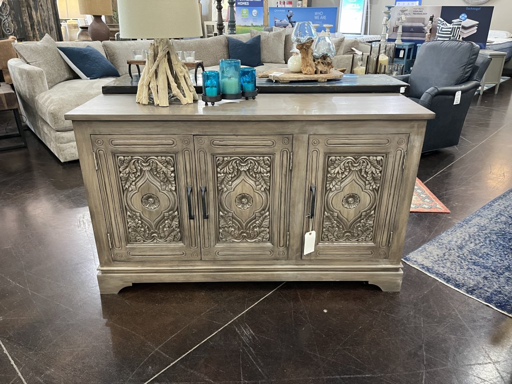 Gray Carved Sideboard