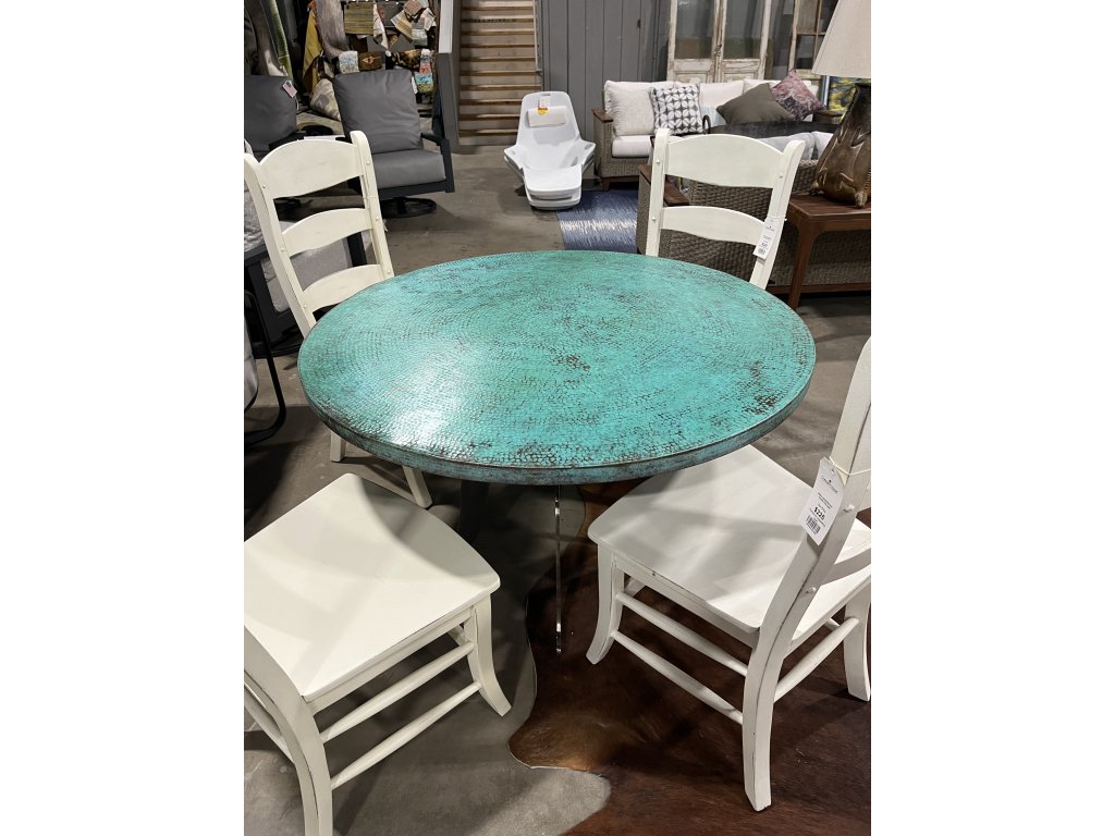 Hammered Turquoise Copper Dining Table