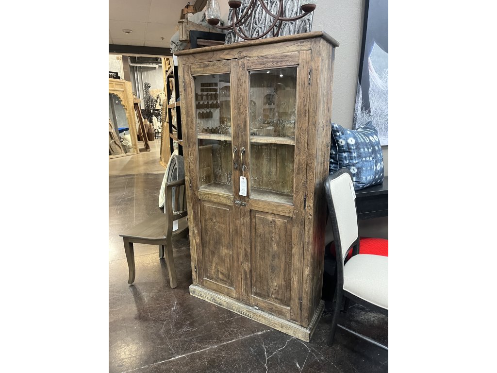 Tall Wood and Glass Cabinet