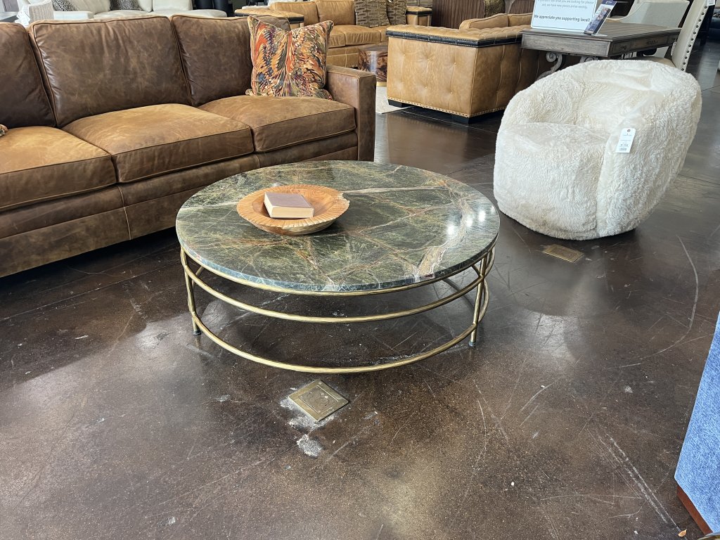 Green Stone Top Golden Coffee Table