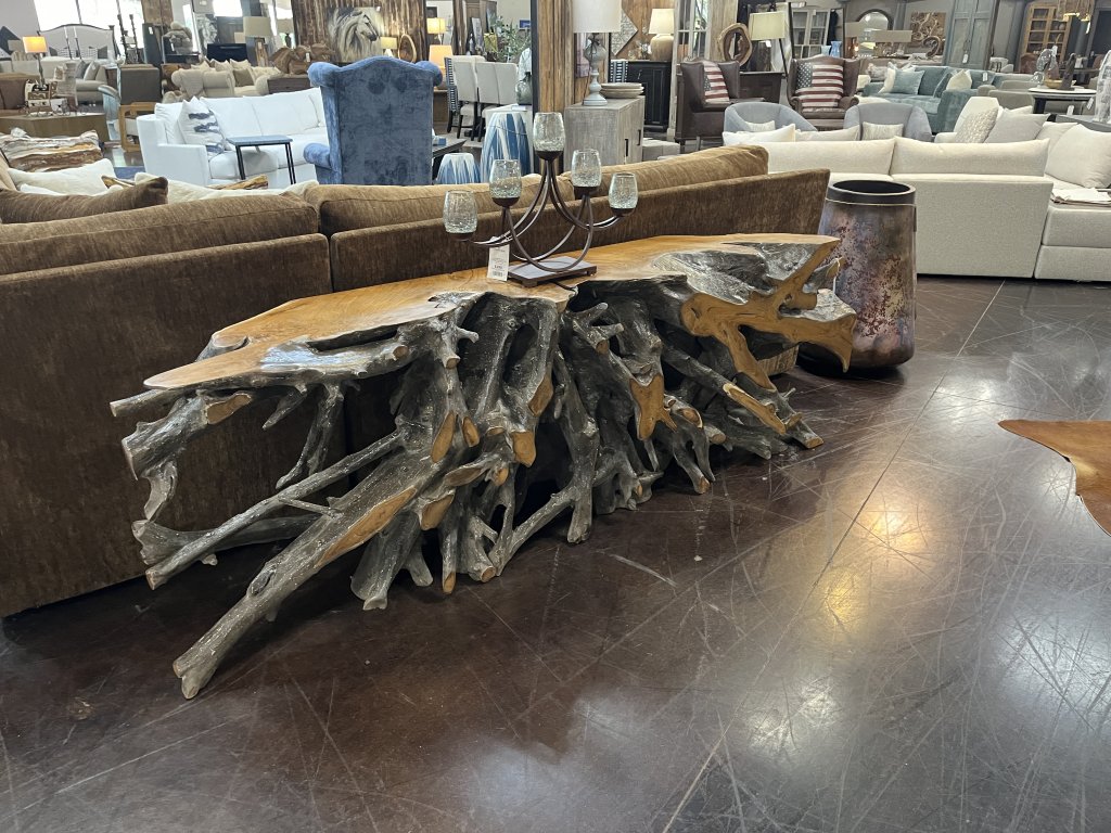 Large Teak Root Console Charcoal