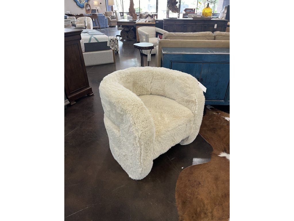 Velvety Soft White Rounded Chair