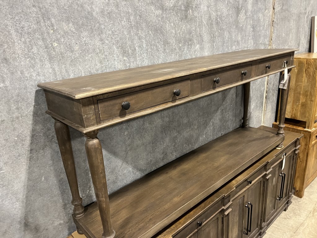 Open Bottom Wooden Console in Medium Brown