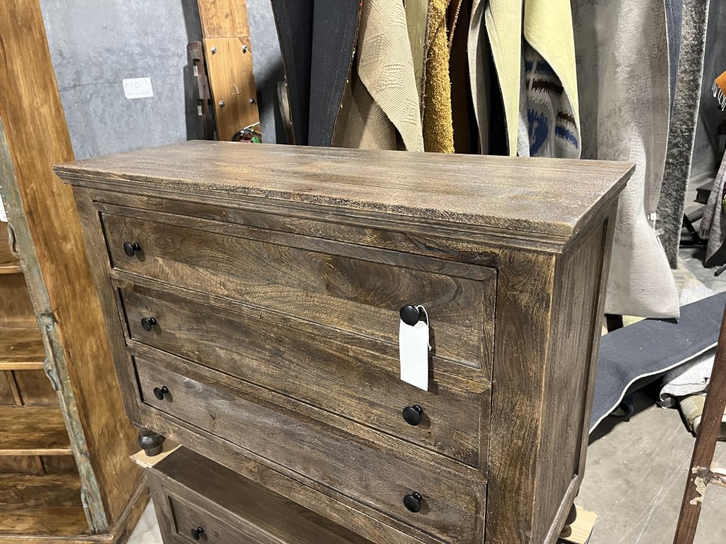 3 Drawer Wooden Chest Teak Brown