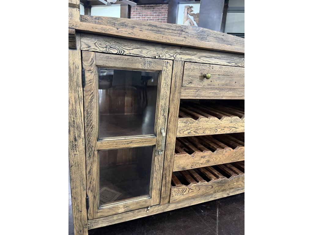 Large Wooden Bar with Bottle Racks