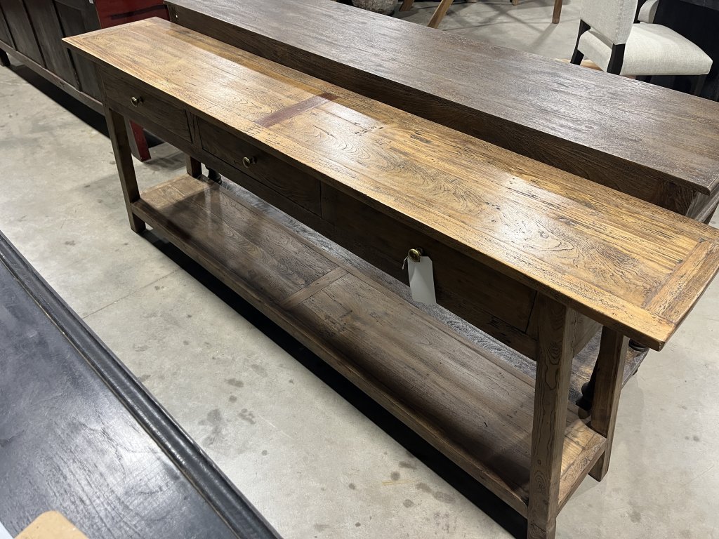 3 Drawer Open Bottom Wooden Console 