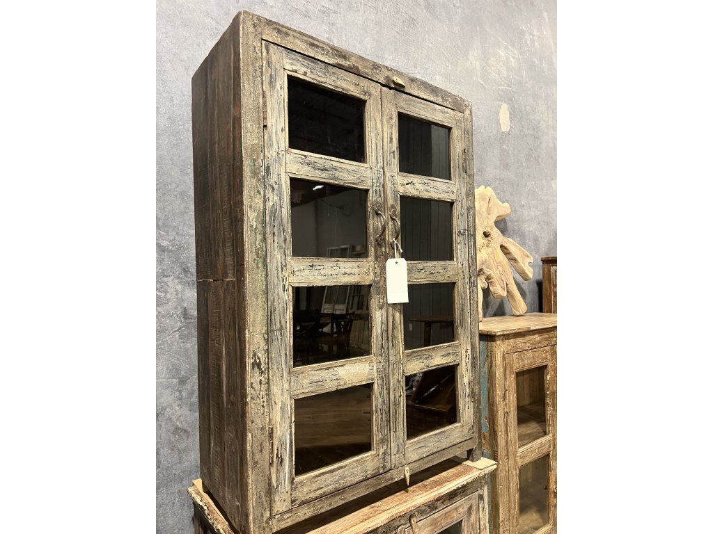 2 Door Wooden Glass Cabinet