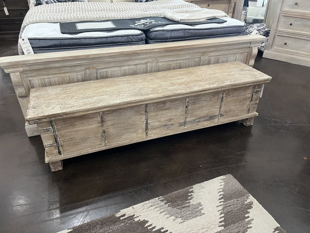 White Wash Wooden Long Trunk