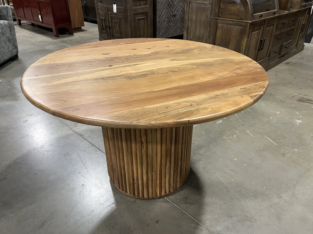 Wooden Round Fluted Dining Table