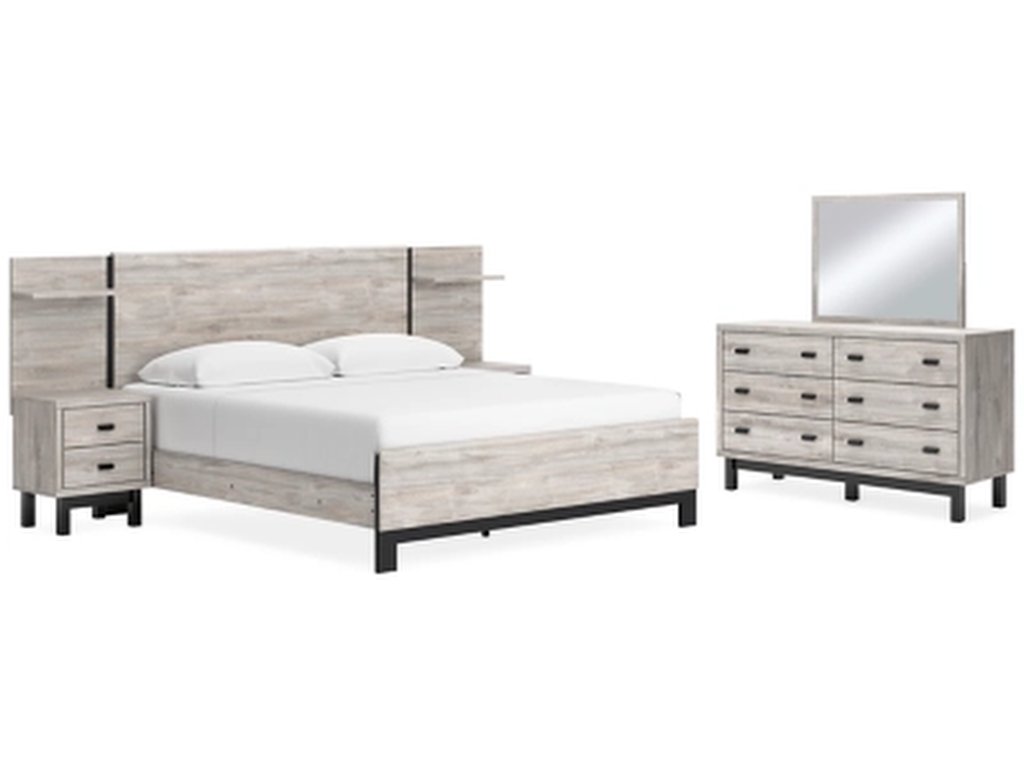 Vessalli King Panel Bed, Dresser, Mirror and 2 Nightstands - primary view
