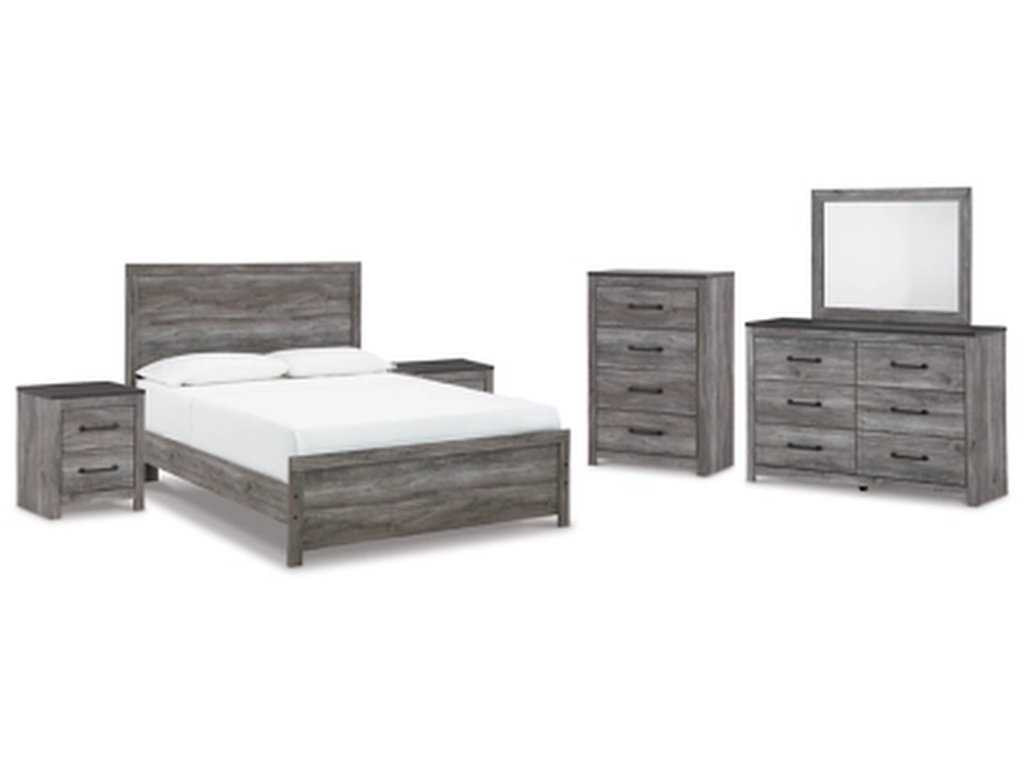 Bronyan Queen Panel Bed, Dresser, Mirror, Chest and 2 Nightstands