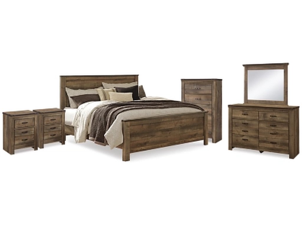 Trinell King Panel Bed. Dresser, Mirror, Chest and 2 Nightstands - primary view