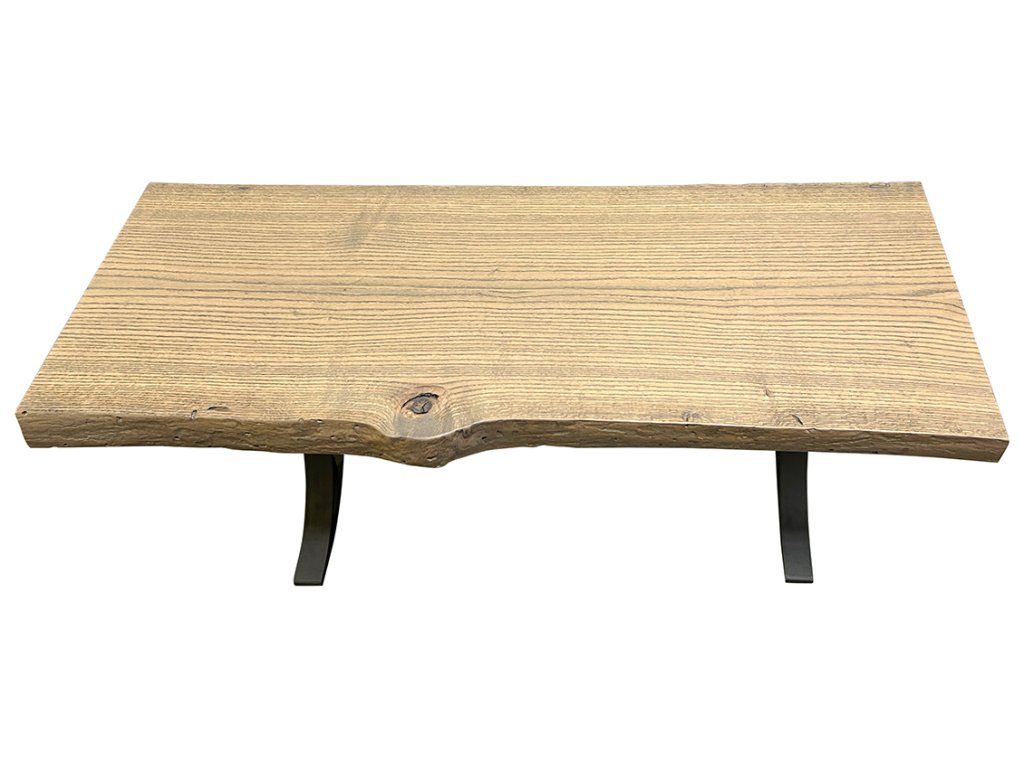 Live Edge Coffee Table in Pin Oak with Double Curve Base - Alternative View