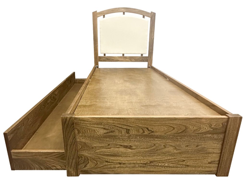 Twin Trundle Bed with Upholstered Headboard