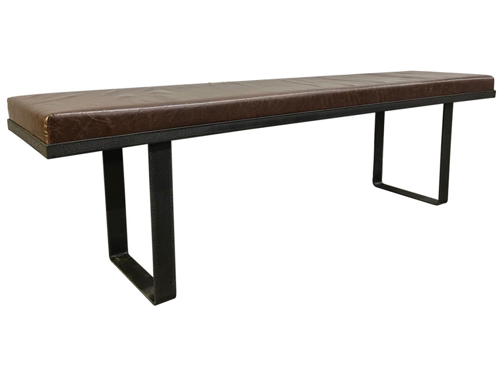 Custom Leather & Metal Bench