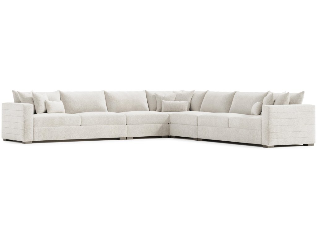 Helena Fabric Sectional Wood Foot