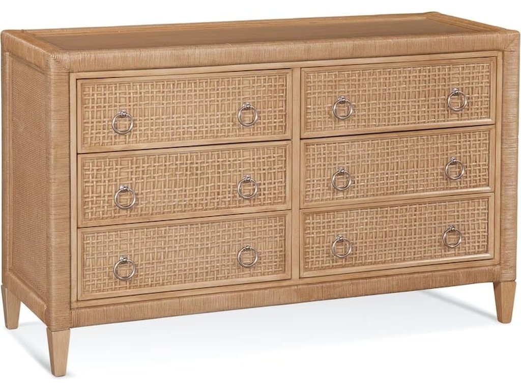 Naples Six Drawer Rattan Dresser