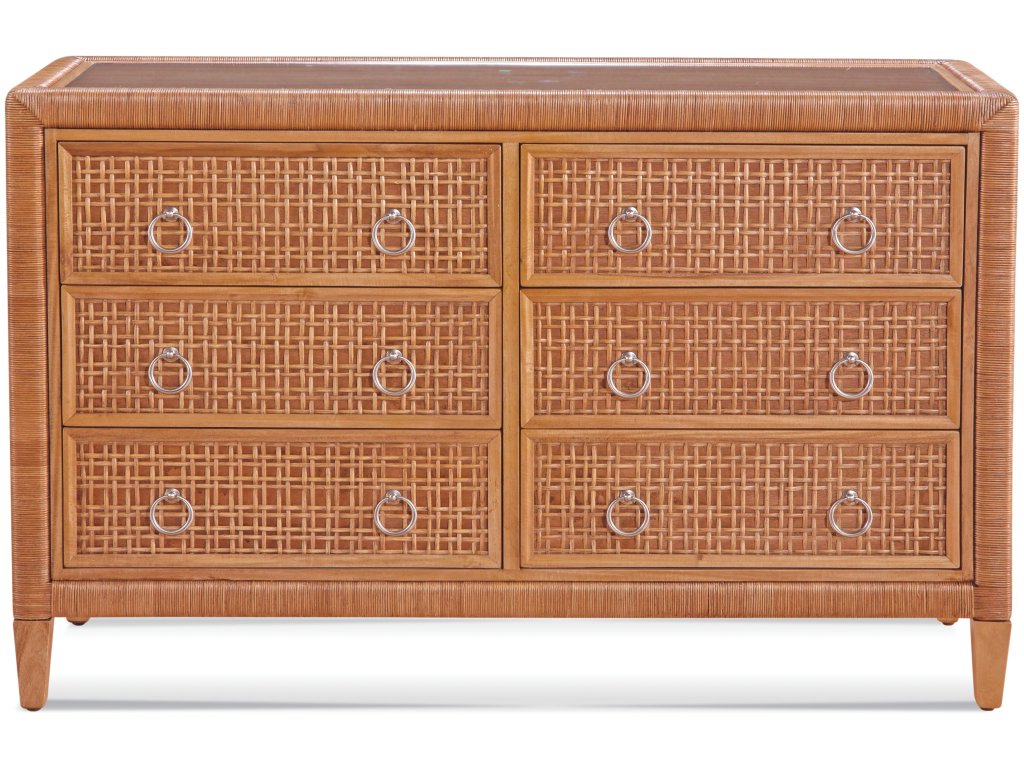 Naples Six Drawer Rattan Dresser