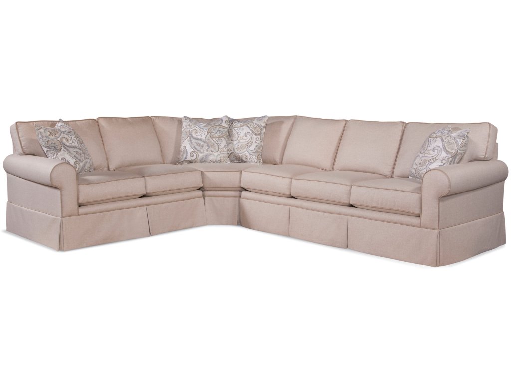 Transitional 3-Piece Sectional Sofa with Rolled Arms