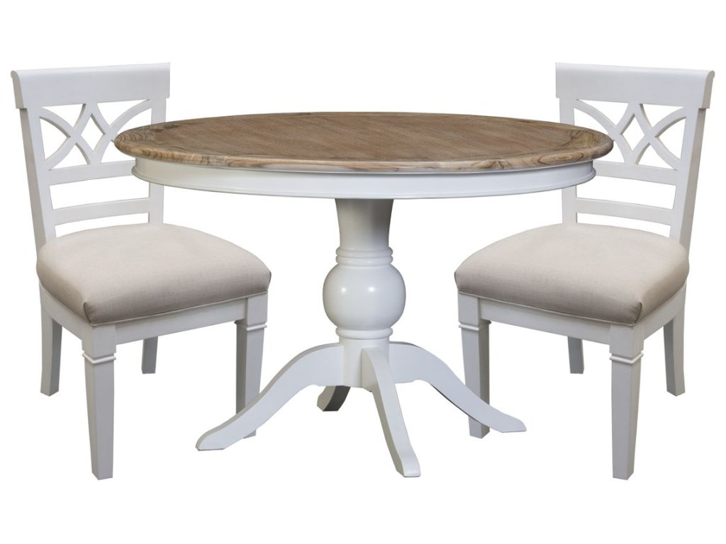 Round Pedestal Dining Table in White Teak