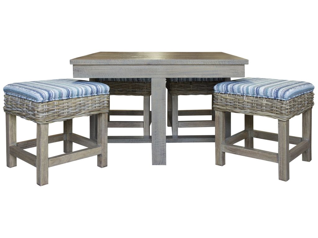 Hassock Table with Cushion in Grey Wash